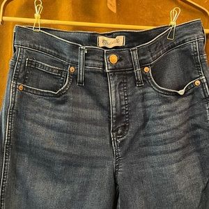 High waisted ankle length dark wash